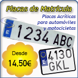 Pacas de Matr&iacute;cula Acr&iacute;licas